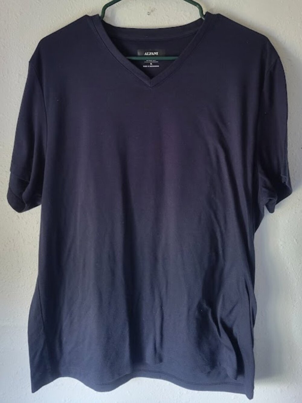 Alfani Stretch V-Neck T-Shirt Men's XL Navy Blue Short Sleeve Tee